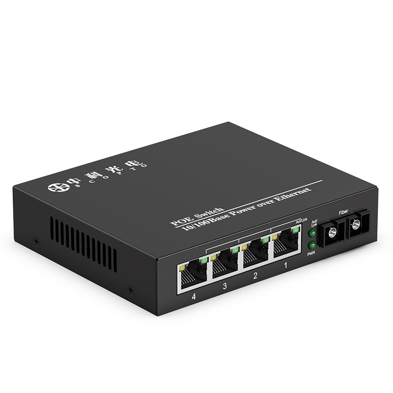POE百兆1光4電多模雙纖