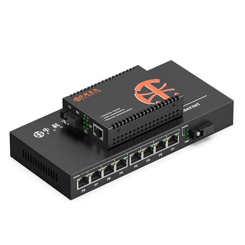 POE百兆單模單纖1光8電+1光1電
