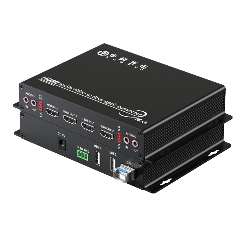 高清非壓縮2路雙向光端機(jī) 2路雙向音頻+1路232數(shù)據(jù)+1路USB